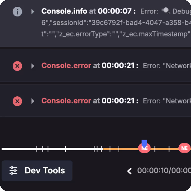 Playback of the exact moment of the error occured