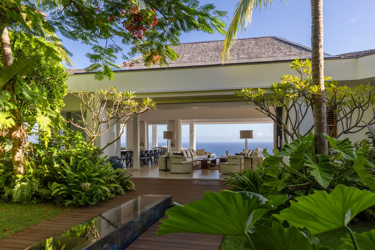 An elevated Saint Barth residence arranged for open-air living