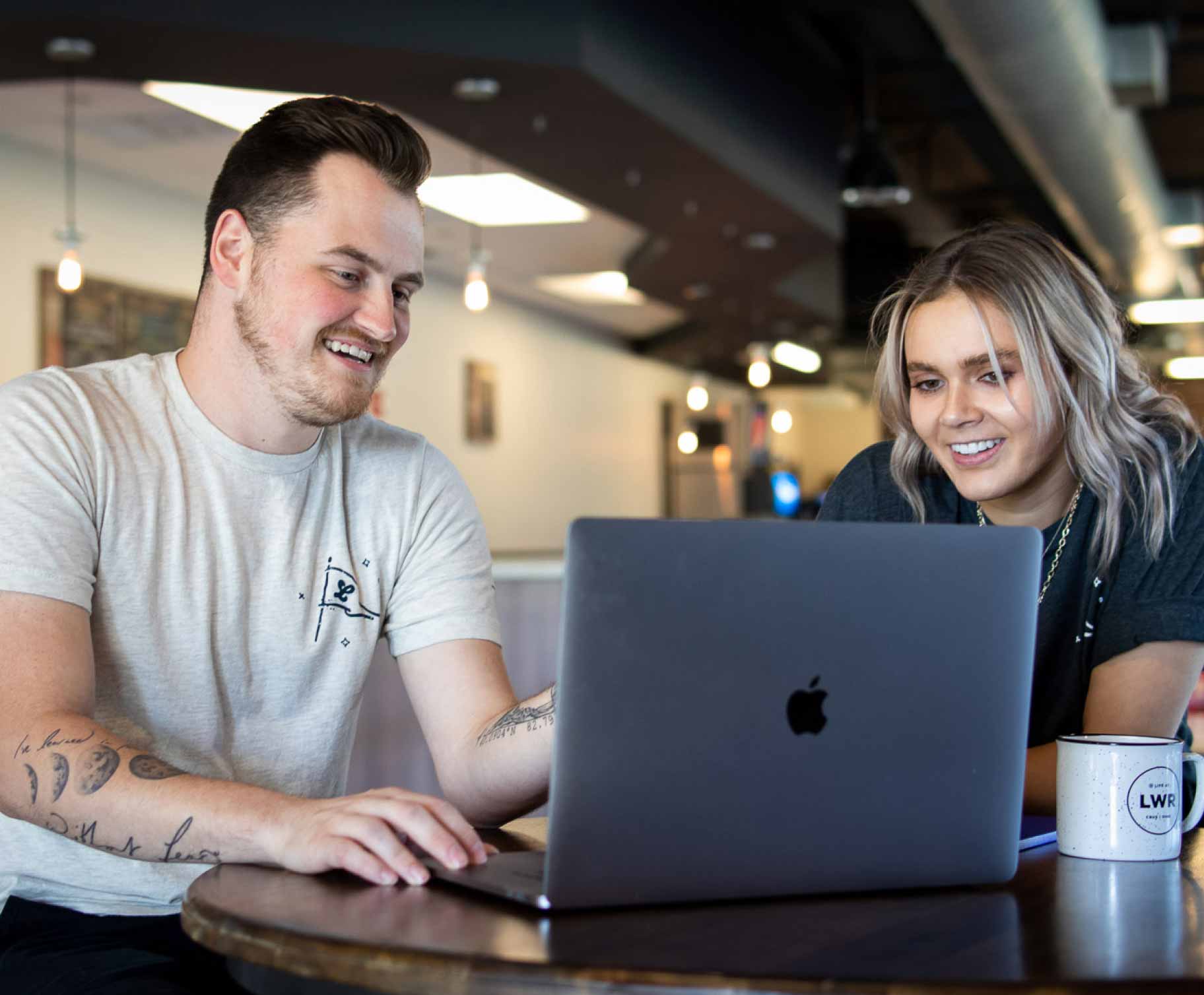 Happy Lower employees working together
