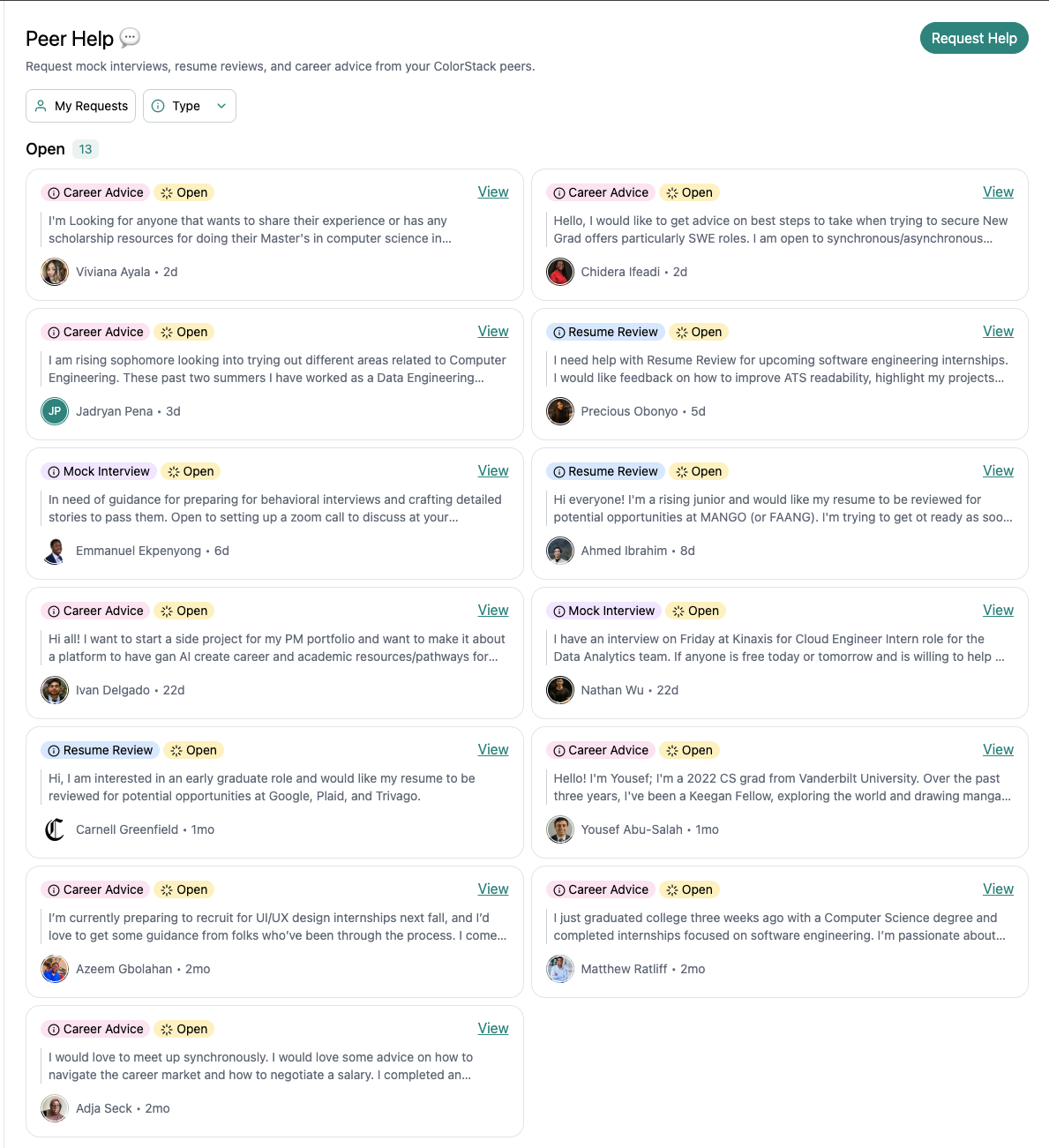 Peer Help Screenshot