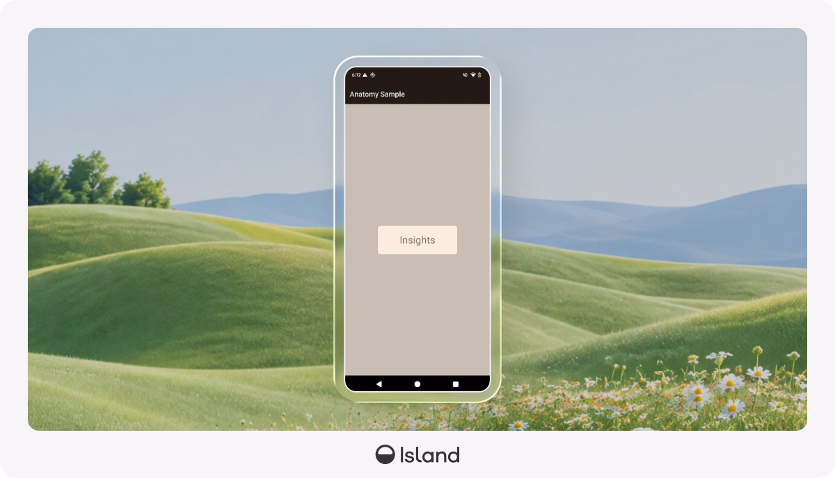 The sample app after the byte patch, with the screen title reading Insights
