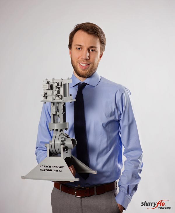 Josh Mulder with 3D Printed SlurryFlo Control Valve
