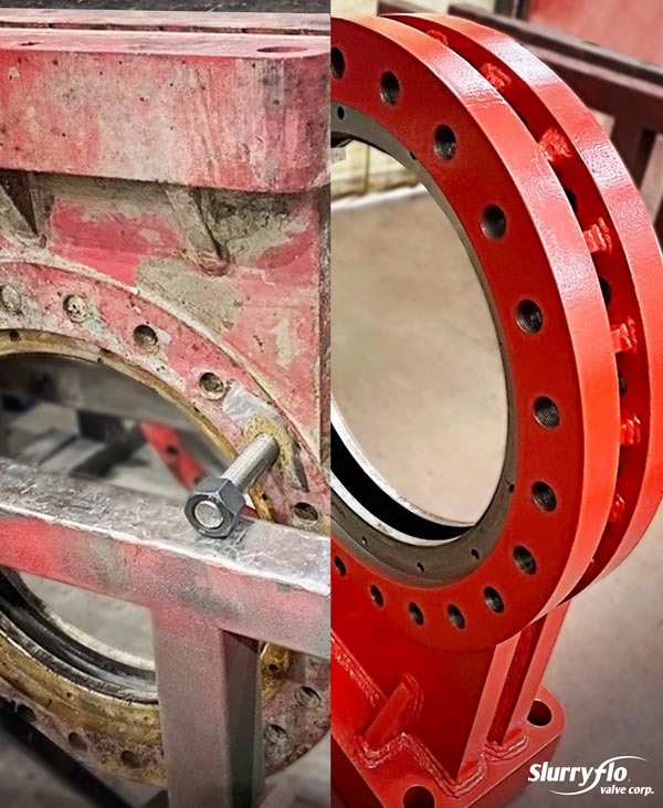 SlurryFlo Refurbished Valve Before and After