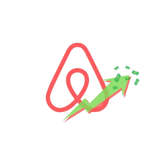 Logo Airbnb avec flèche de croissance et billets — audit annonce Airbnb