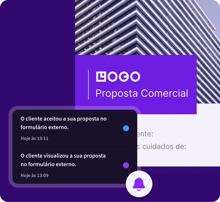 Notificação no CRM informando que o cliente visualizou e aceitou a proposta em formulário externo