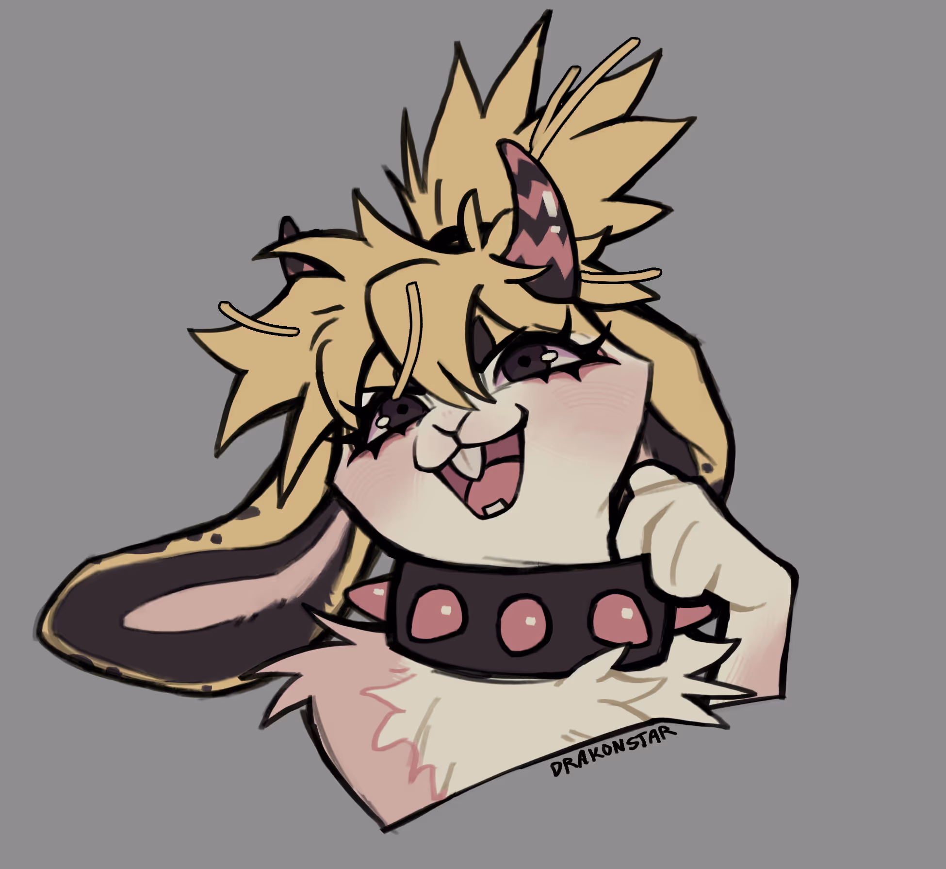 Drawing of an anthropomorphic rabbit with a rock n' roll/punk style.