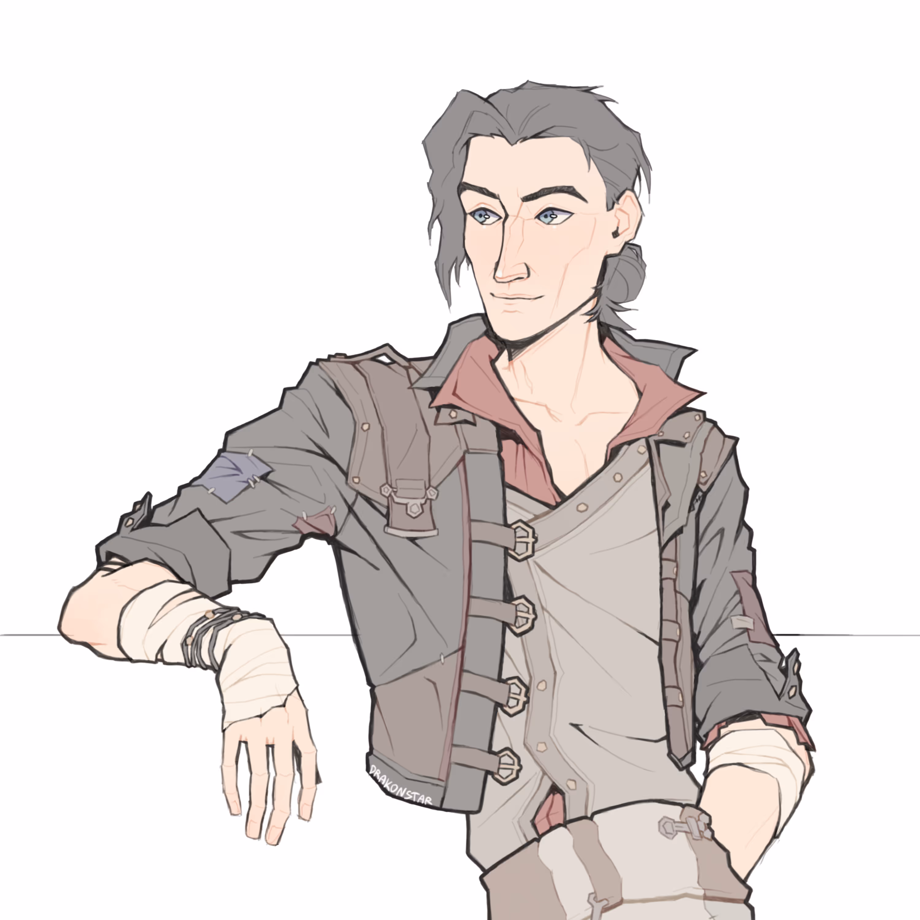 Drawing of young Silco from Arcane in a light color palette.