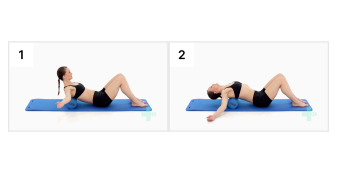 Segmentale thoracale extensie over de foamroller, oefening tegen nekpijn bij Praktijk 3290