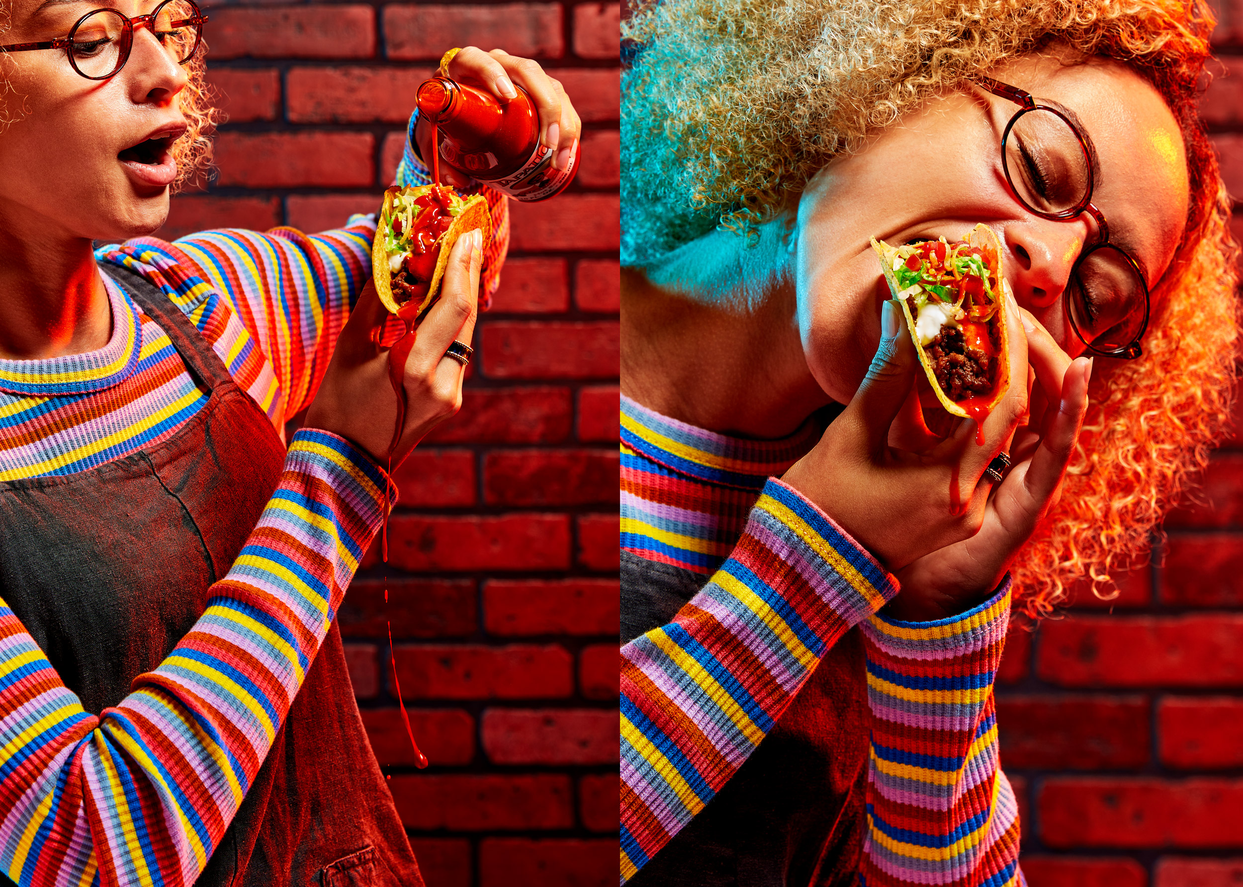 Taco and Tapatío hot sauce