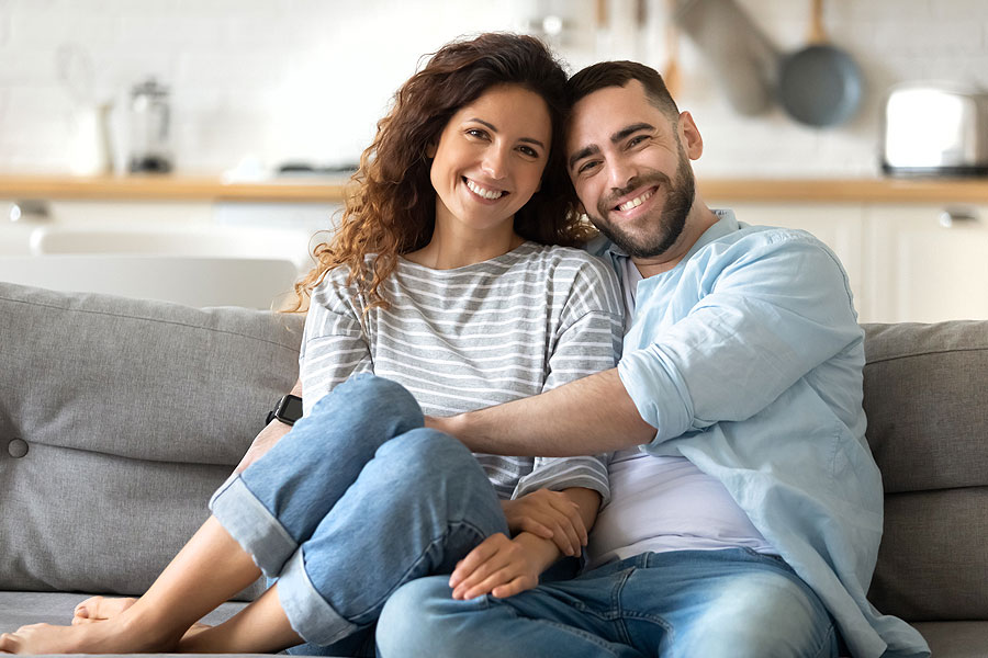 A couple in their home