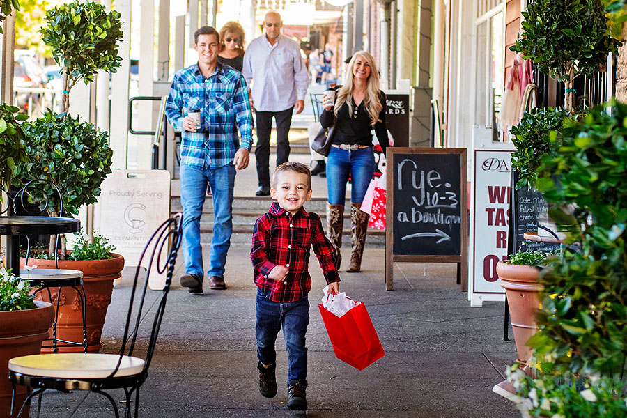 People walking in shopping area
