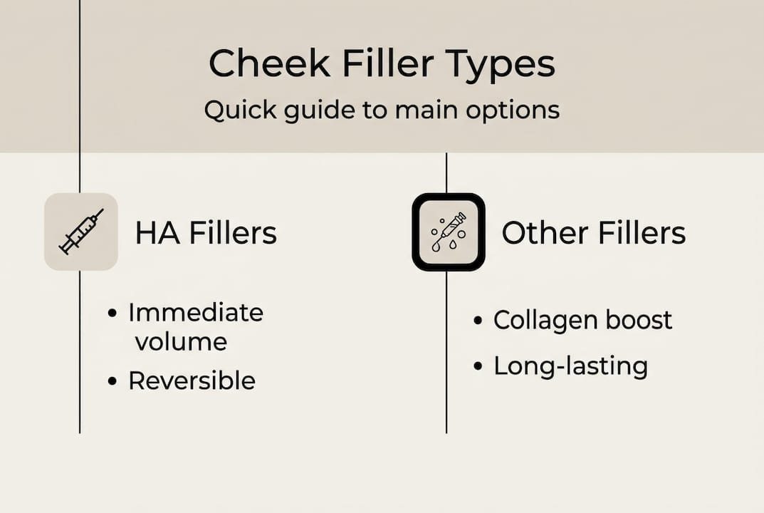 Infographic comparing cheek filler types