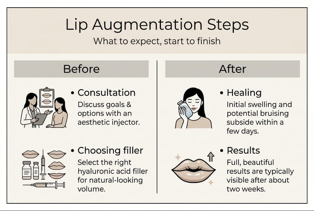 Infographic outlines main lip augmentation steps