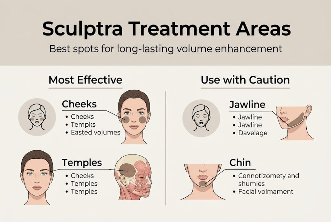 Infographic on where Sculptra works best