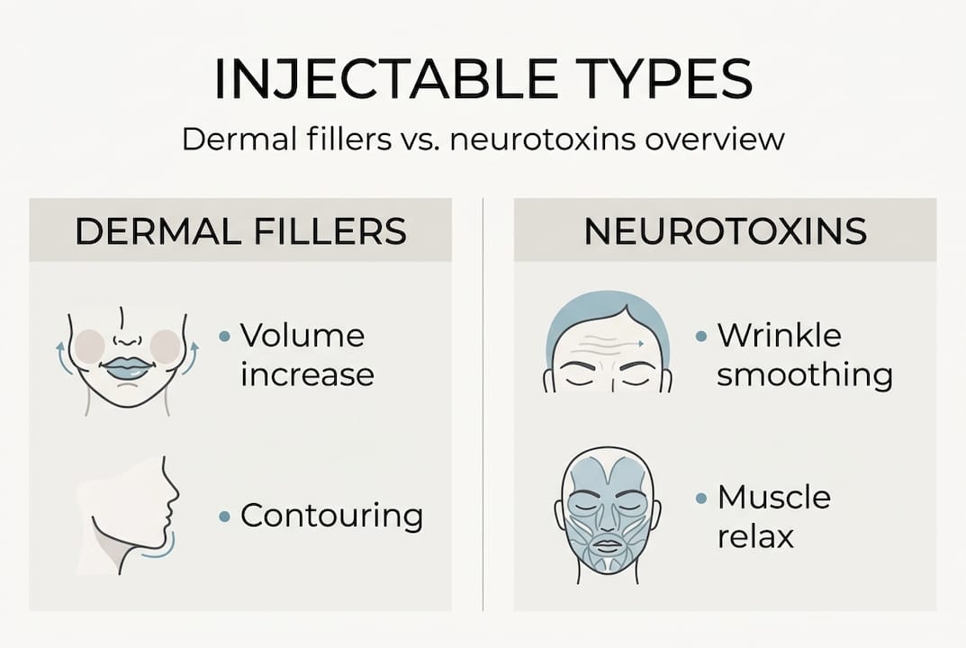 Infographic comparing injectable types and uses