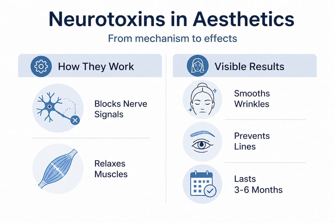 Infographic comparing neurotoxin mechanisms and results