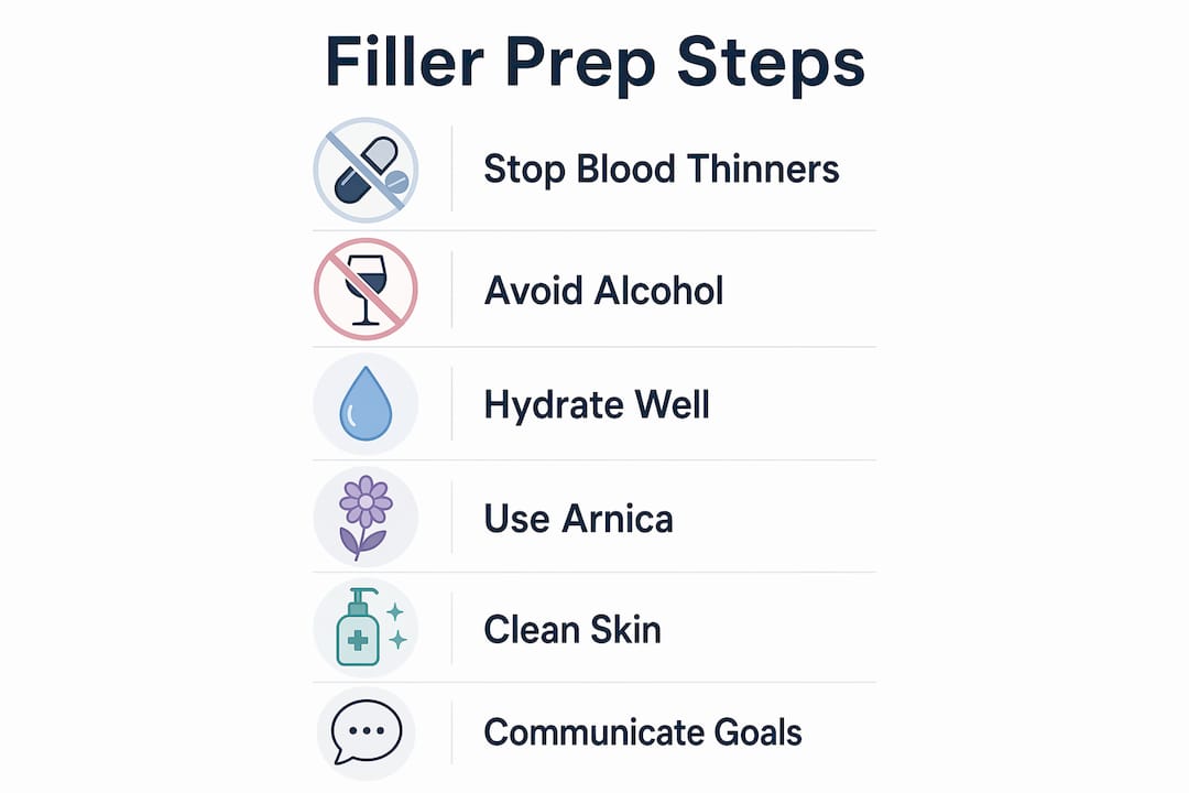 Infographic illustrating filler treatment preparation steps