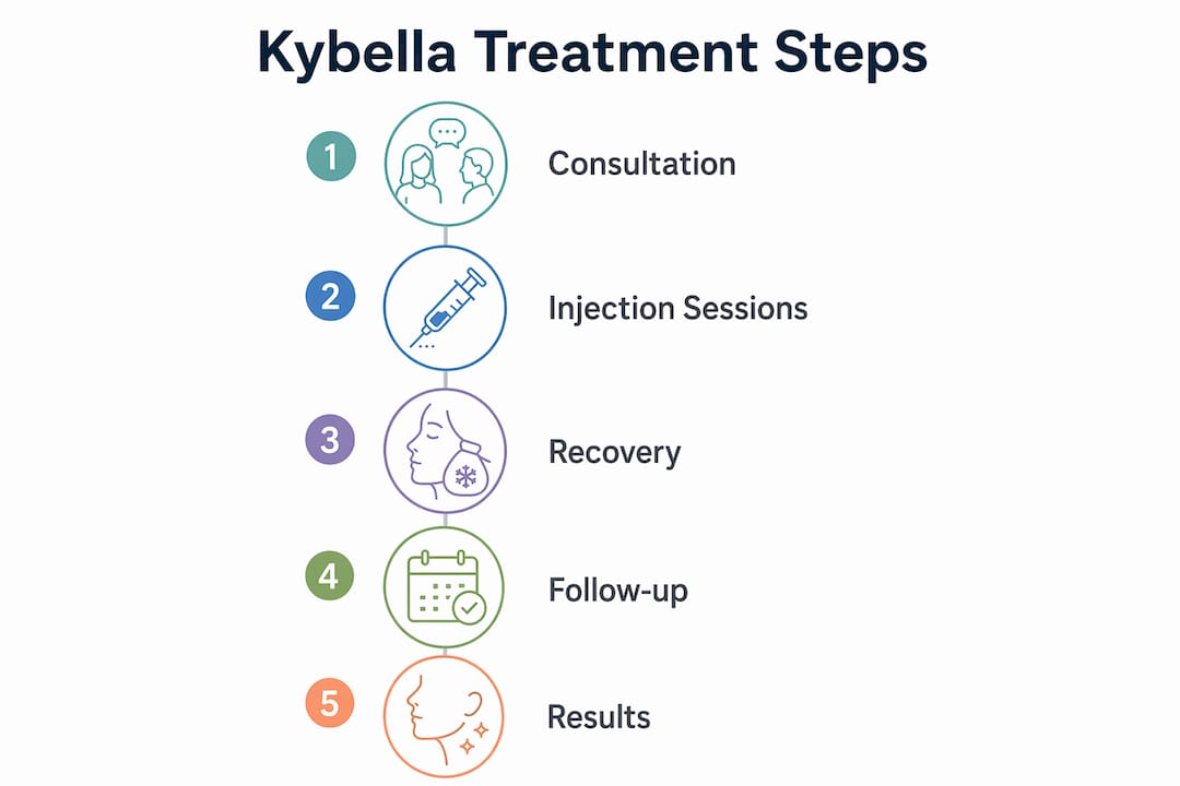 Infographic illustrating Kybella treatment stages