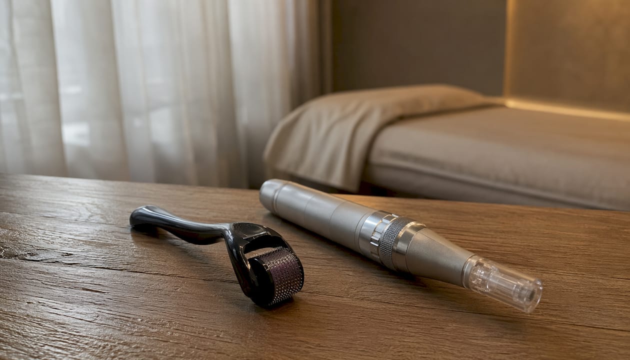 Comparison of professional and at-home microneedling devices on countertop
