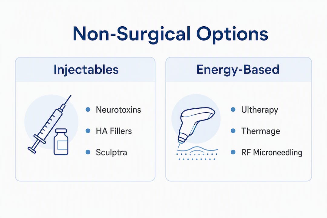 Infographic showing non surgical facelift options comparison