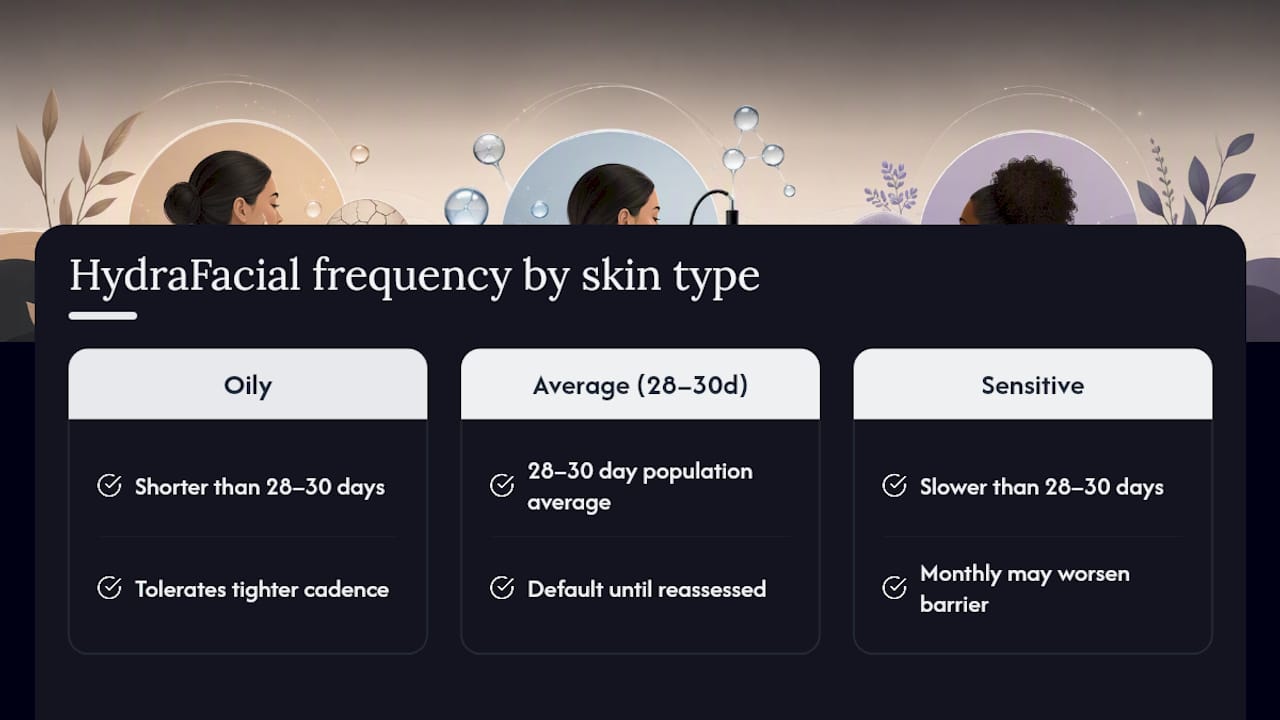 Diagram of HydraFacial frequency by skin type