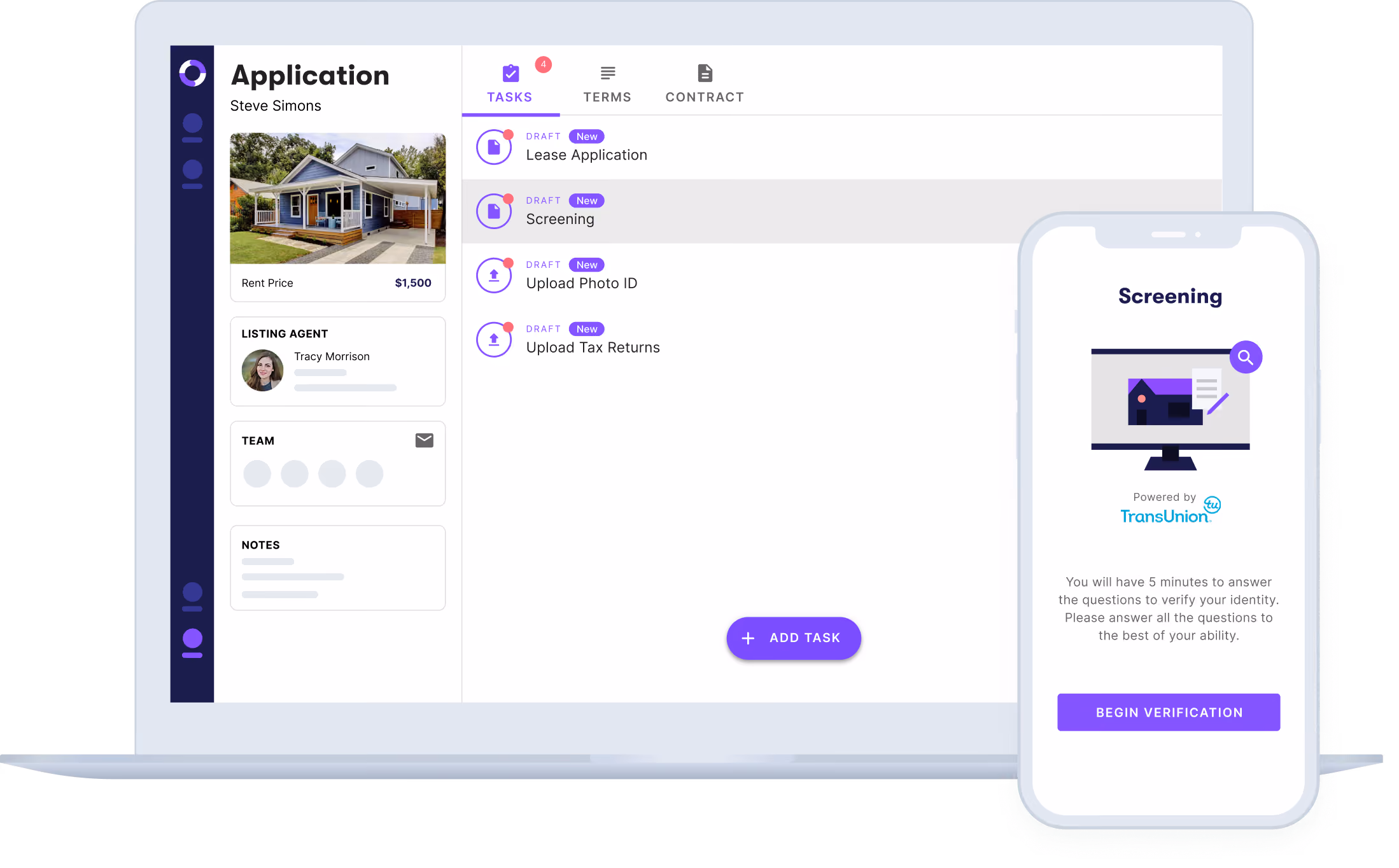 User interface showing lease screening process on Jointly