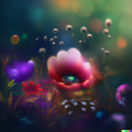 Preview image - Abstract happy colours, flowers in a meadow, calm peaceful and angelic scene, uplight
