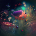 Preview image - Abstract happy colours, flowers in a meadow, calm peaceful and angelic scene, uplight