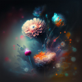 Preview image - Abstract happy colours, flowers in a meadow, calm peaceful and angelic scene, uplight