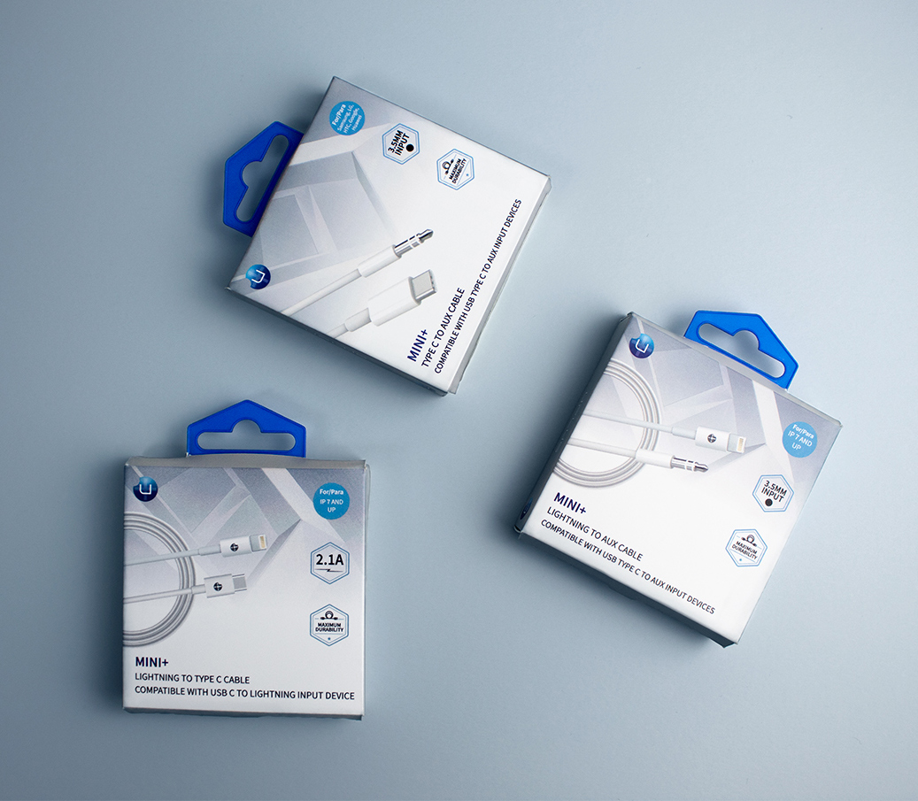 Three Mini+ products spread across the surface.