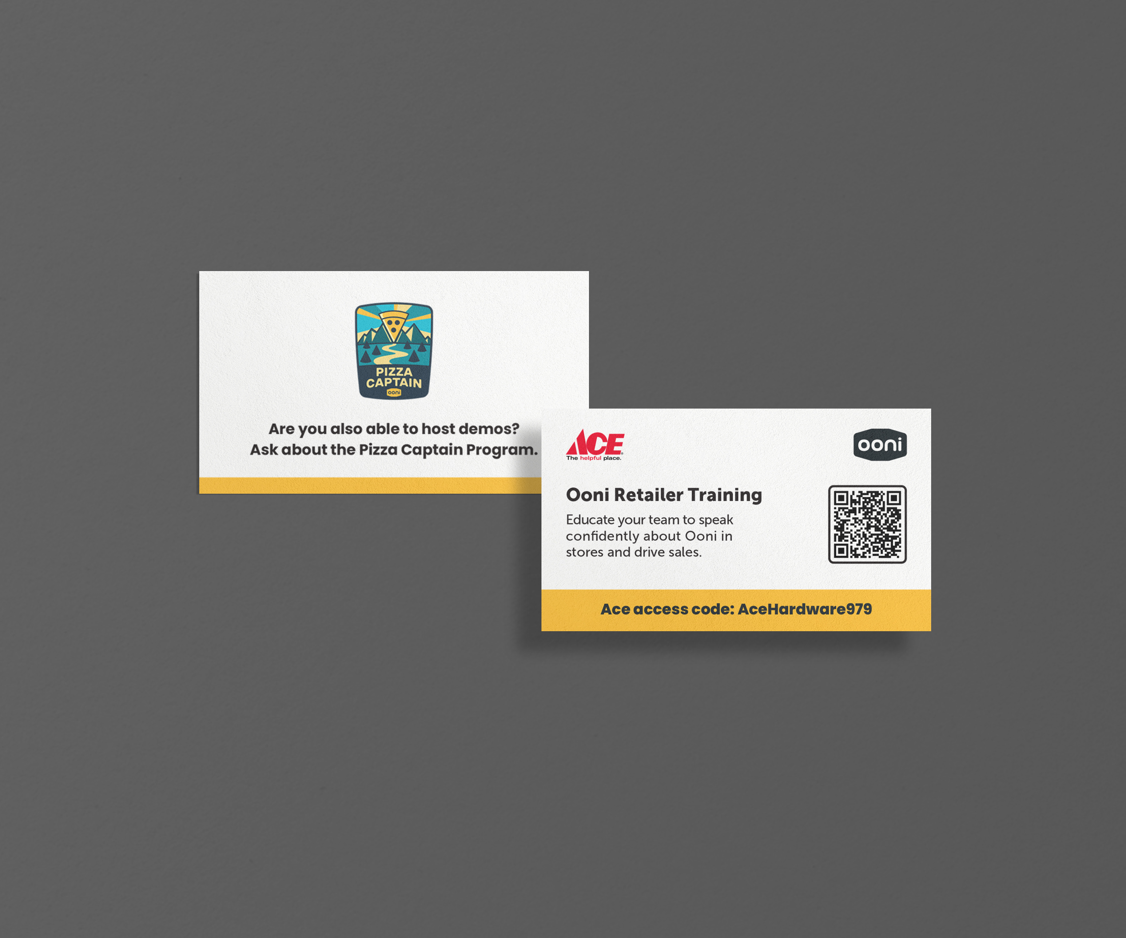 Ooni Retailer Training Cards on grey background.