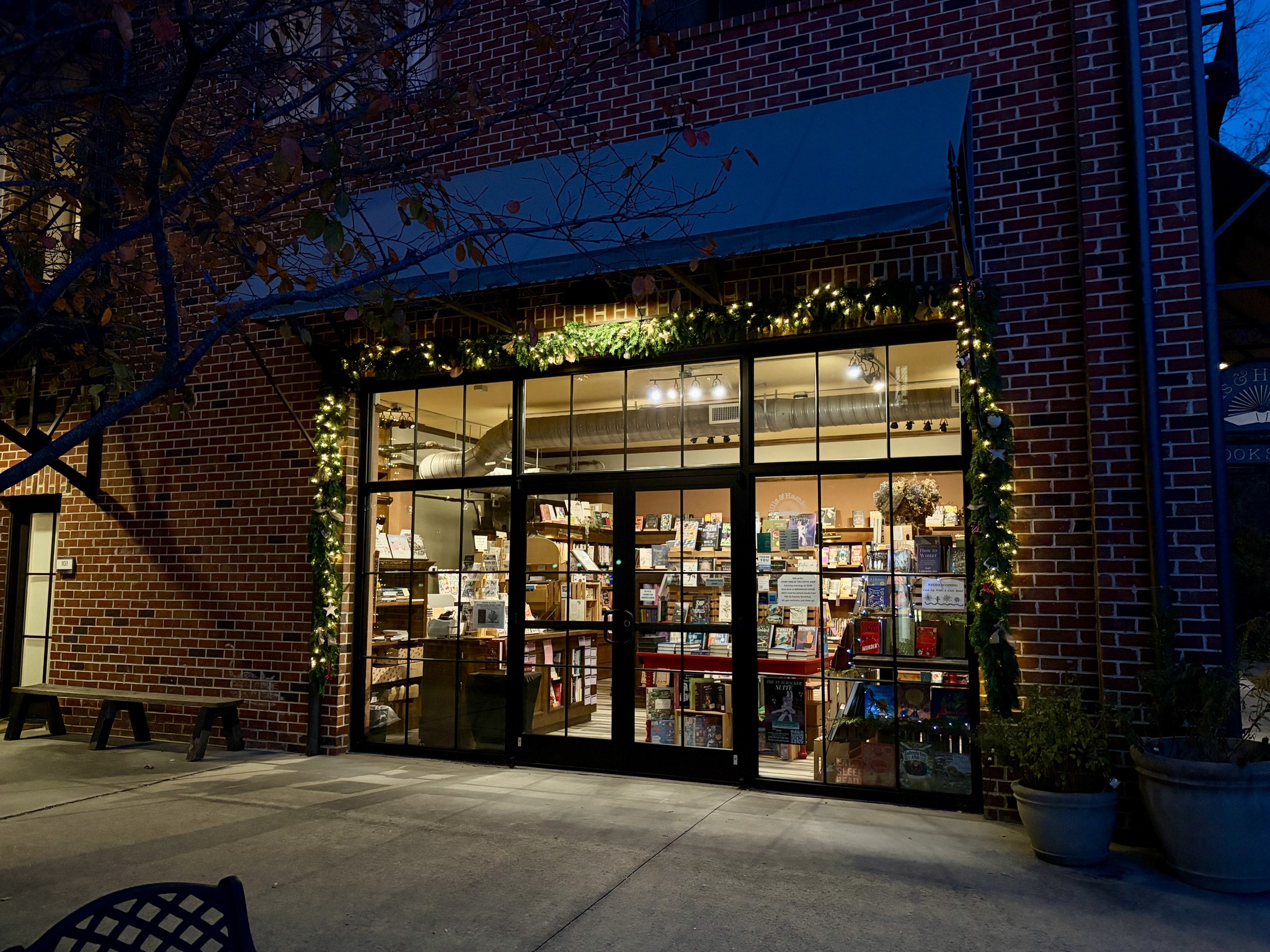 May be an image of lighting, christmas tree, hat shop and text