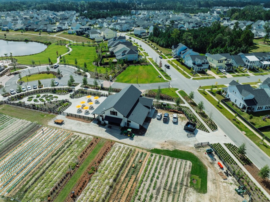Crews completed the farm component of Carnes Crossroads, pictured here, in May 2025.