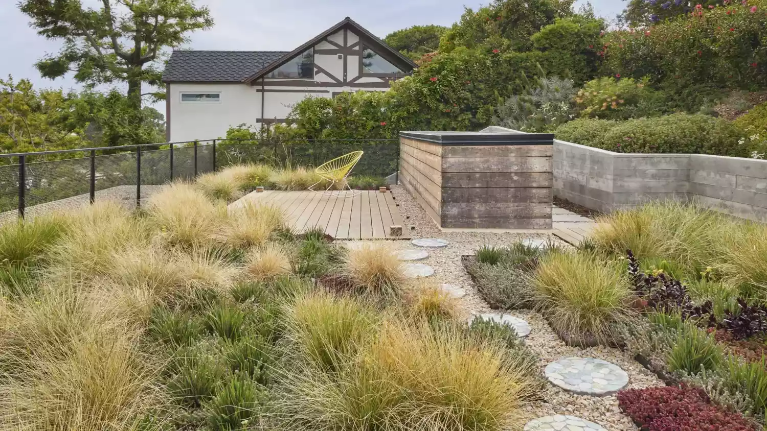 small circular stepping stones garden path