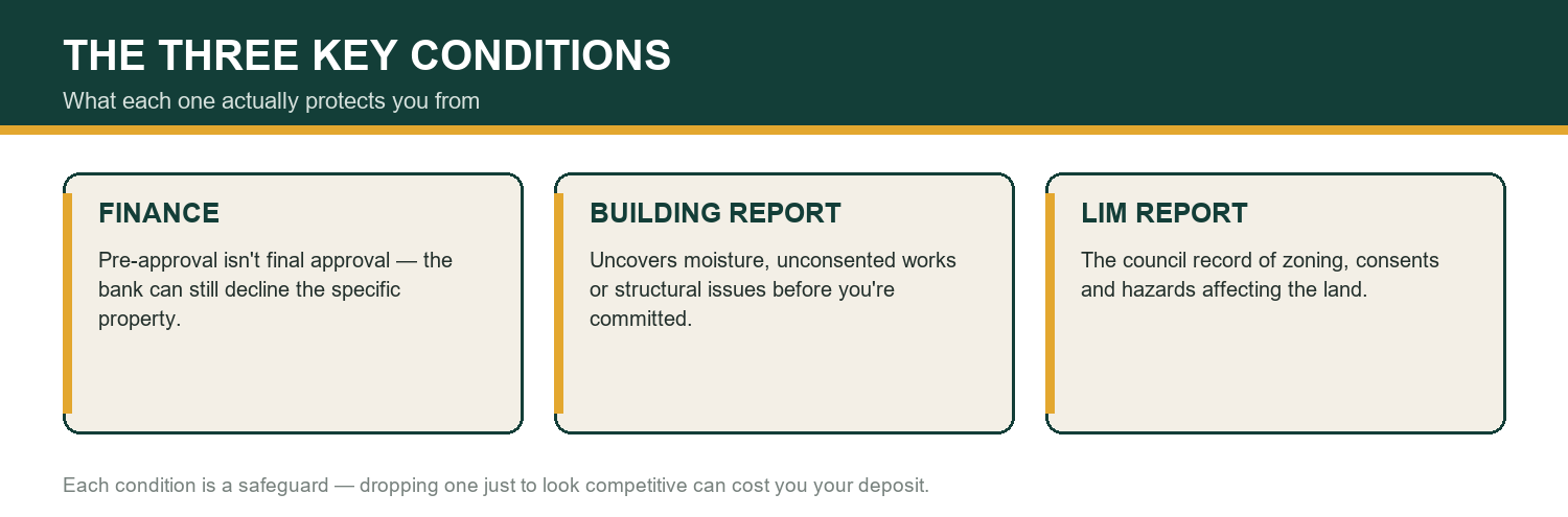 Finance, building report and LIM conditions