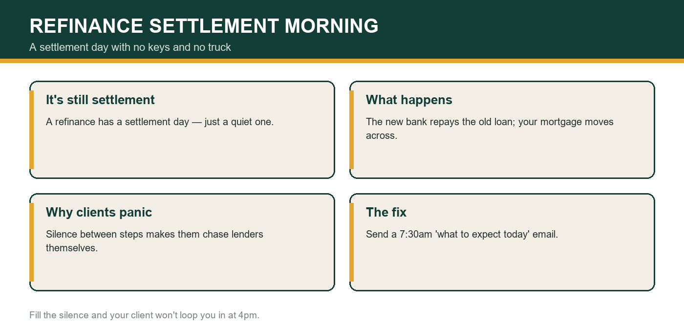 What happens on refinance settlement day