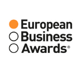 Logo of European Business Awards with an orange dot and black text.