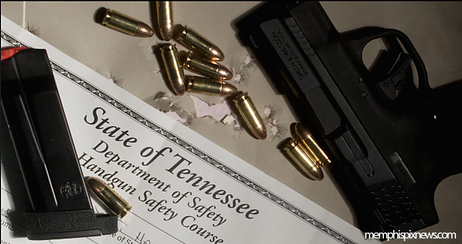 Graphic image of guns and bullets for story about gun lessons in Memphis
