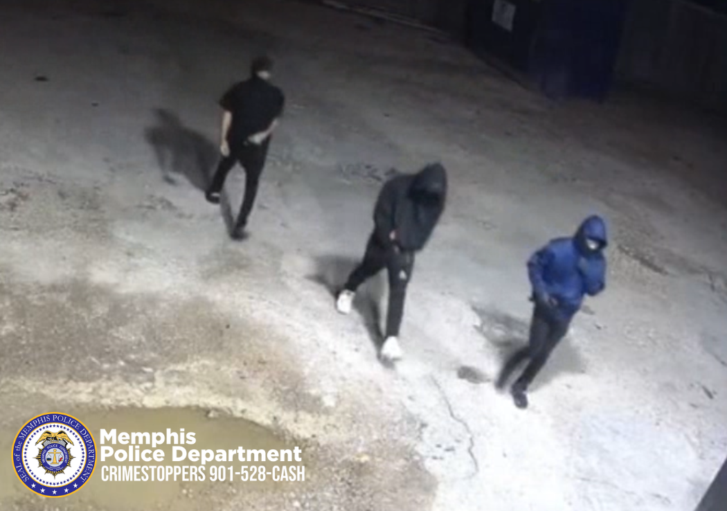 MPD surveillance photo released October 14, 2026, showing three unidentified suspects sought in the October 5 Briercrest Lane shooting.