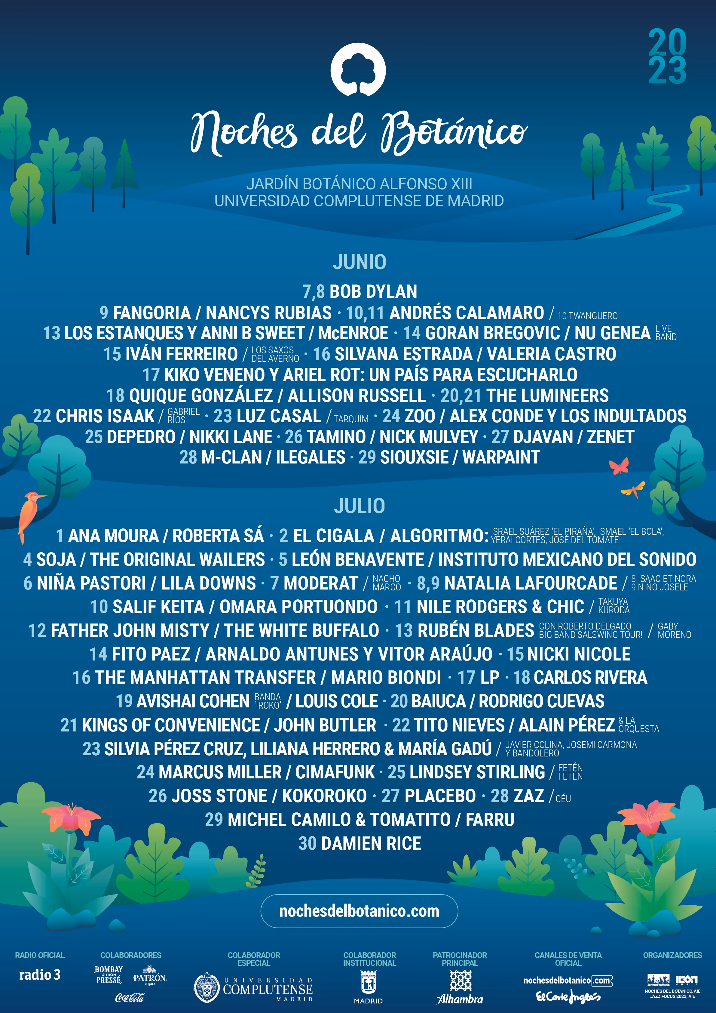 Cartel de Noches del Botánico Edición 2023