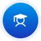 A blue circle with a graduation cap in it. - New Leaders Images
