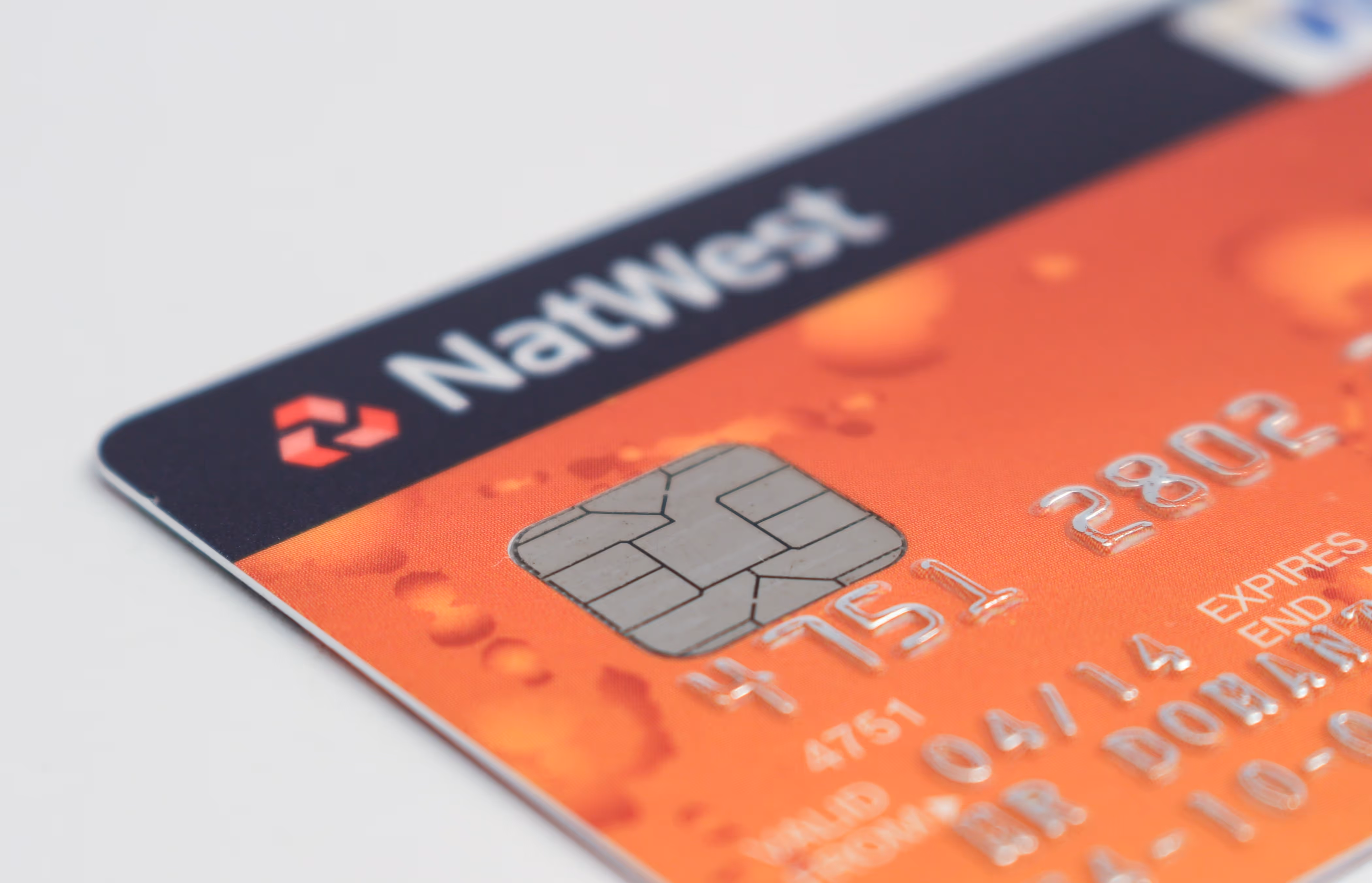 A focus shot of the corner of a credit card.