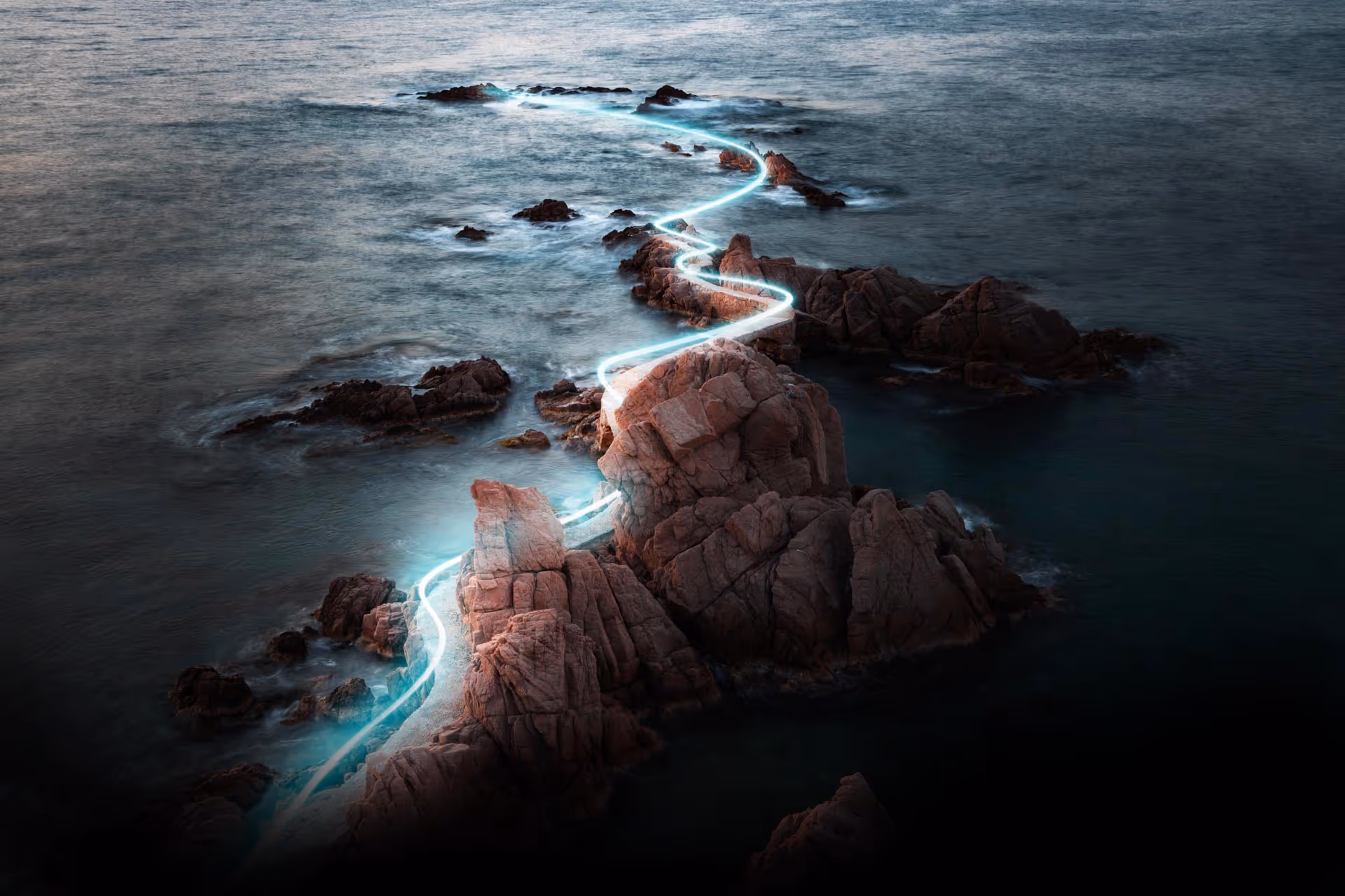 Ocean with a stream of light through it
