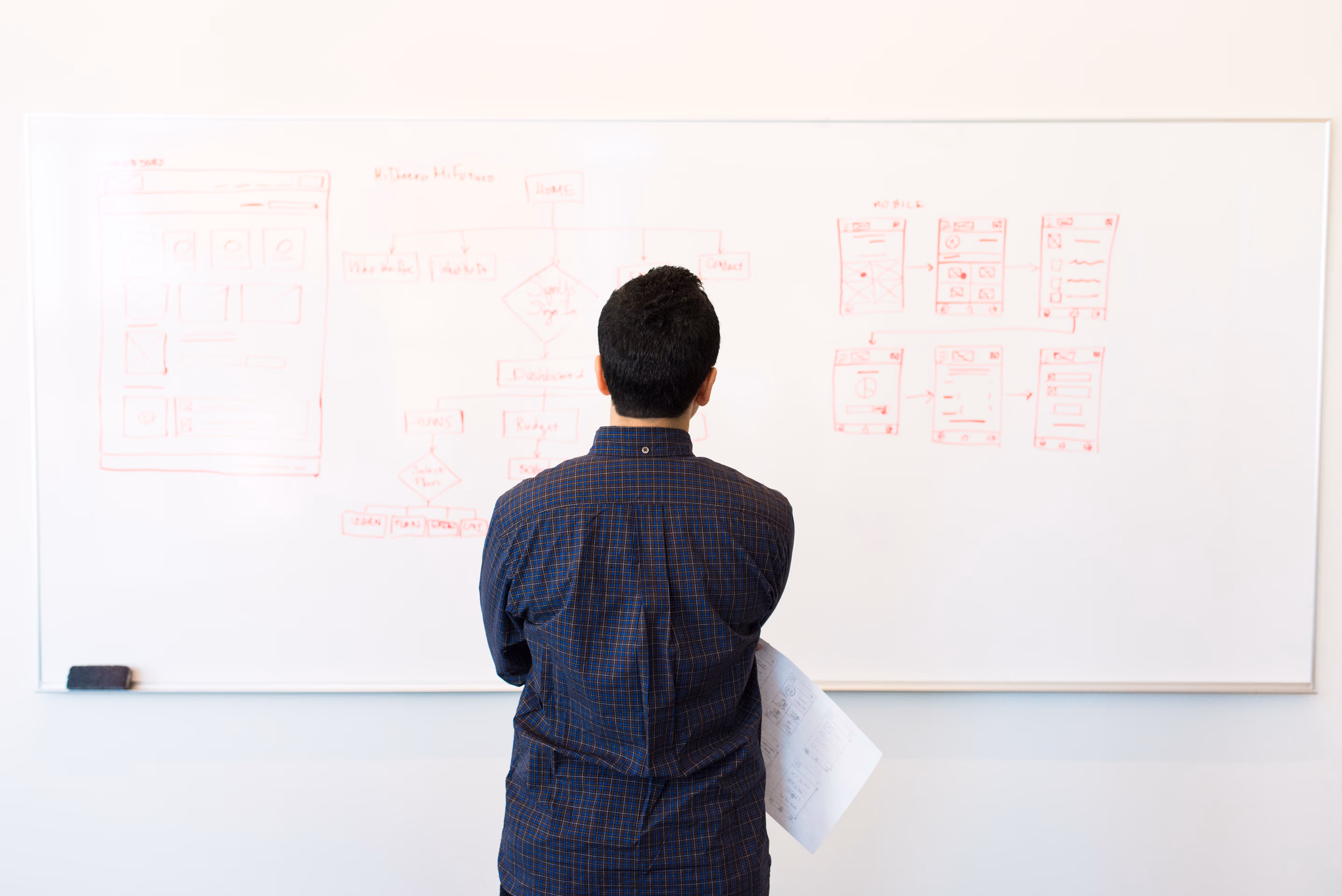 Man standing in front of diagram on white board