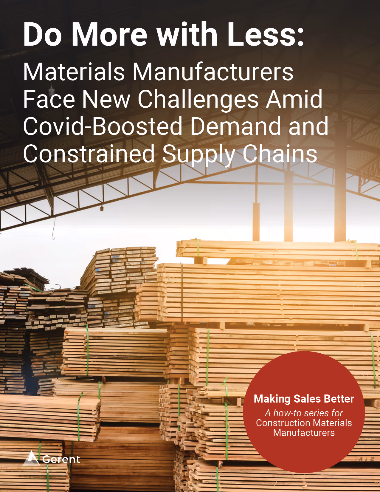 Warehouse image full of stacks of light brown sheet lumber