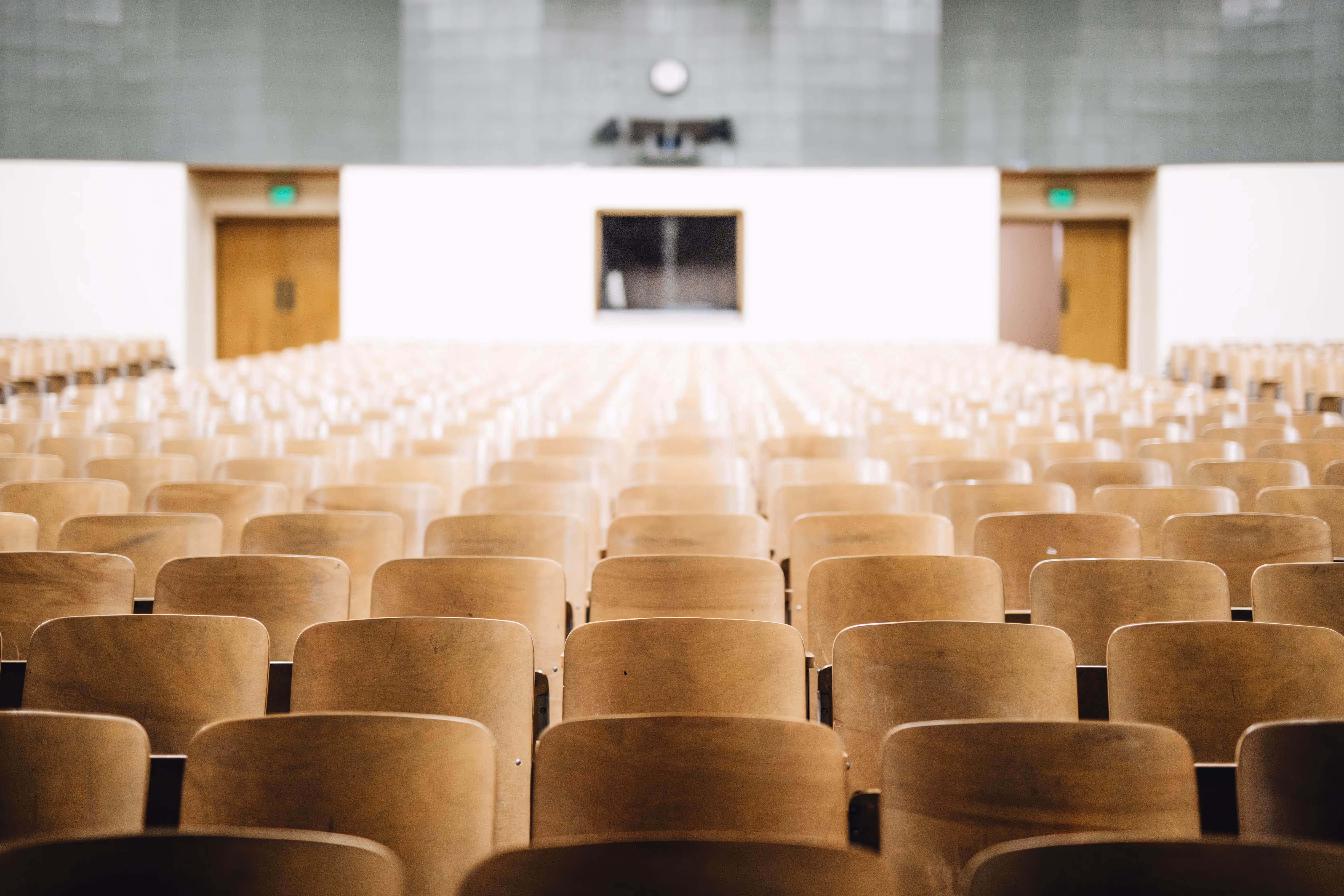 Empty chairs in a lecture hall
