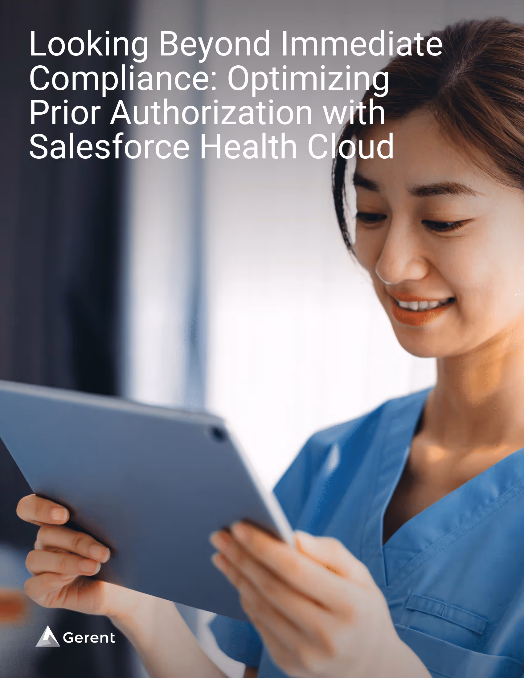 Female healthcare worker holding a tablet