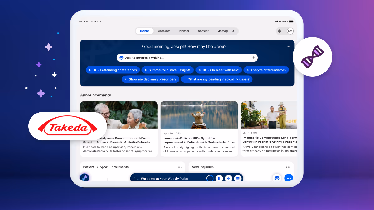 Salesforce Engages with Takeda to Bring Cutting Edge AI-Powered Customer Experience Platform to Life Science Industry