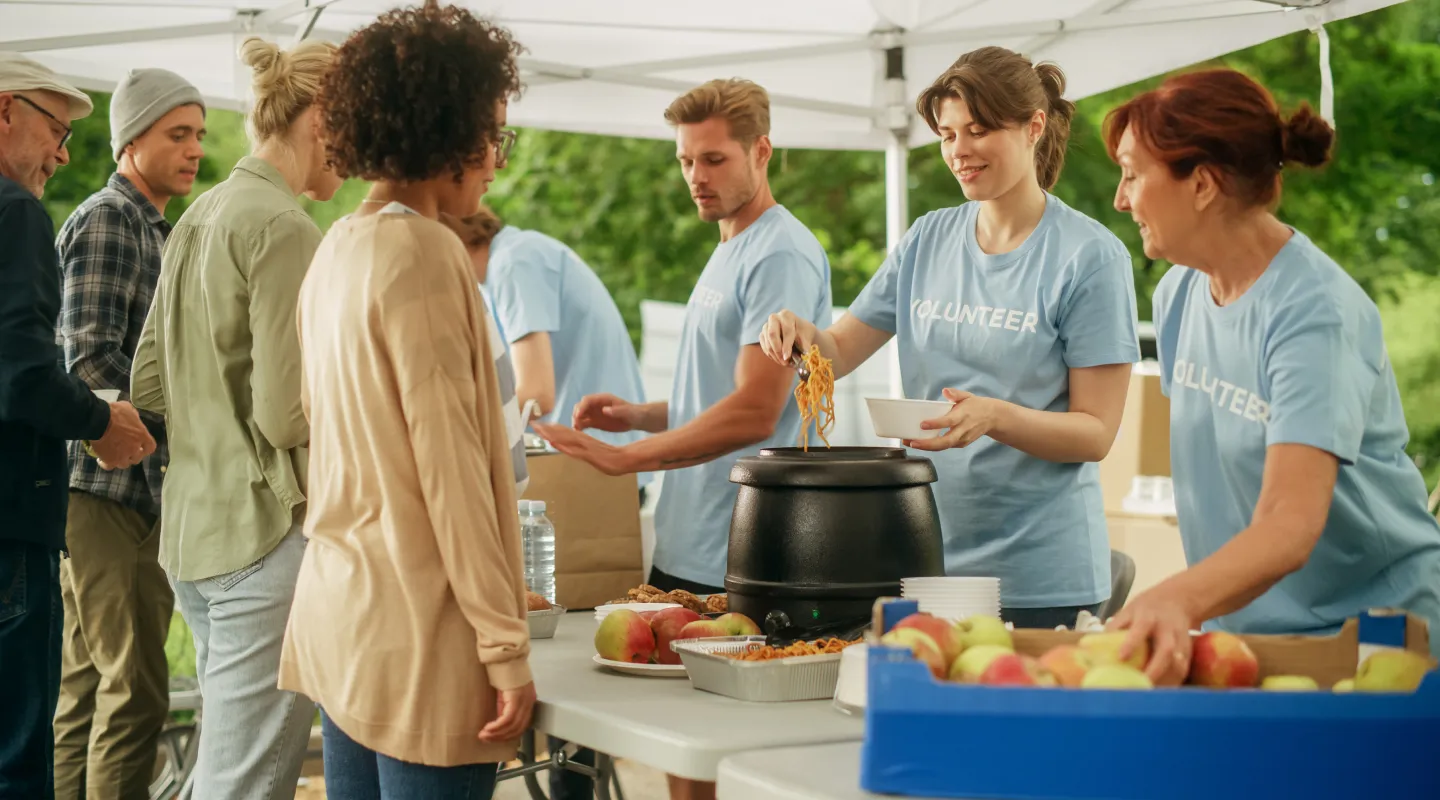 people serving food