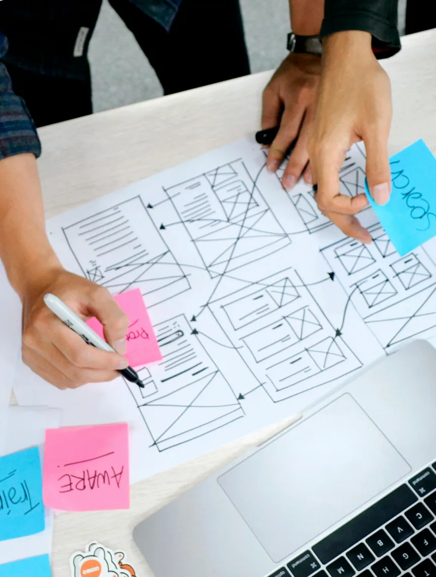 men writing a graph